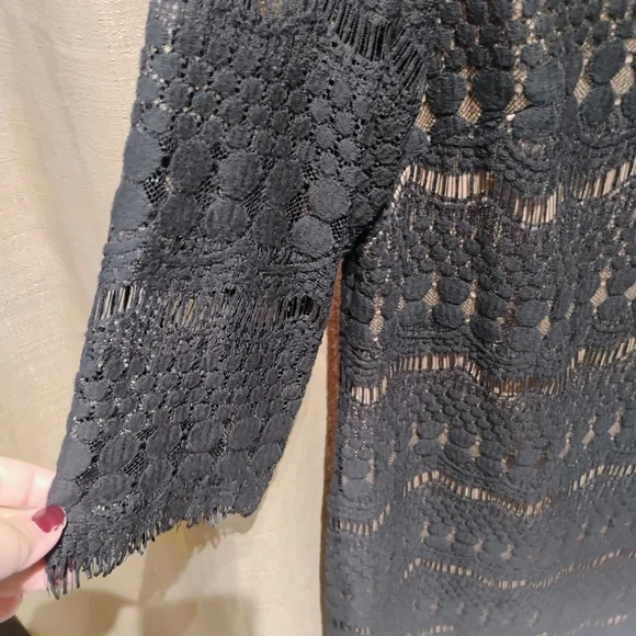 Jessica Howard Black Lace Dress with 3/4 Sleeves Size 12P - Picture 9 of 9